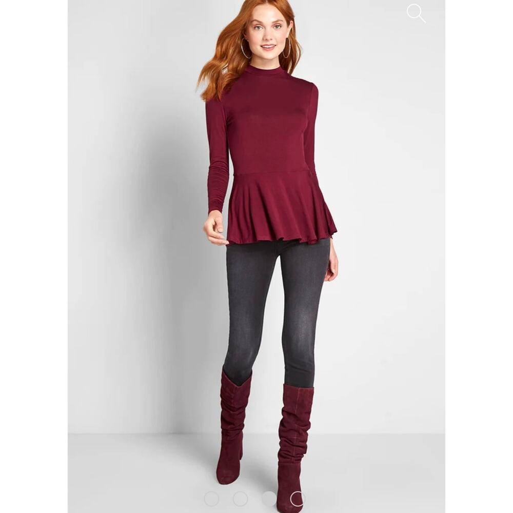 ModCloth Red Peplum Shirt - Picture 2 of 8